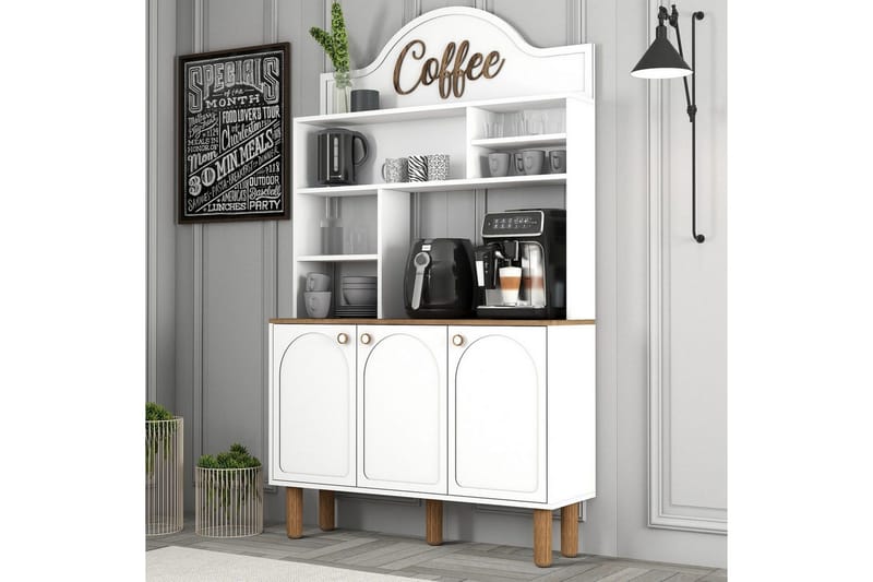Kaffebarskåp Tre Vit / Ek - Vit / Ek - Möbler - Bord & matgrupper