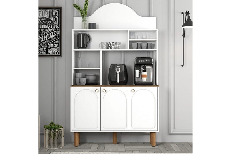 Kaffebarskåp Tre Vit / Ek - Vit / Ek - Möbler - Bord & matgrupper