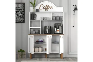 Kaffebarskåp Tre Vit / Ek - Vit / Ek - Möbler - Bord & matgrupper