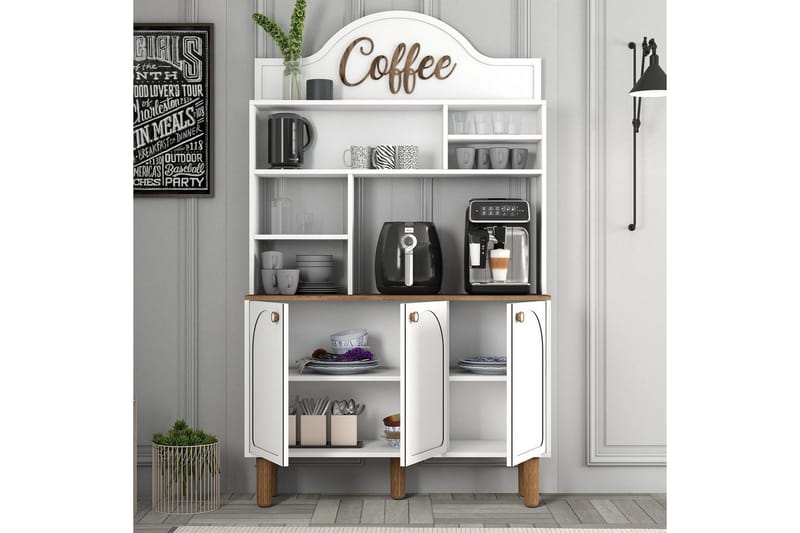 Kaffebarskåp Tre Vit / Ek - Vit / Ek - Möbler - Bord & matgrupper