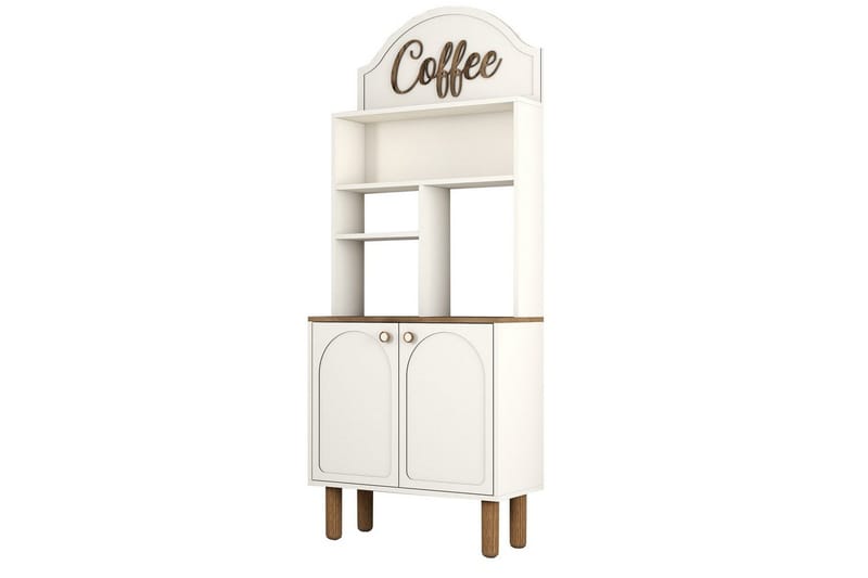 Kaffebarskåp Två Gräddfärgad / Ek, Gräddfärgad / Ek