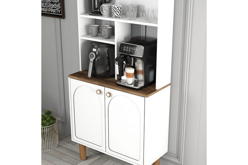 Kaffebarskåp Två Vit / Ek - Vit / Ek - Hushåll - Bar & vin - Barmöbler - Bardisk