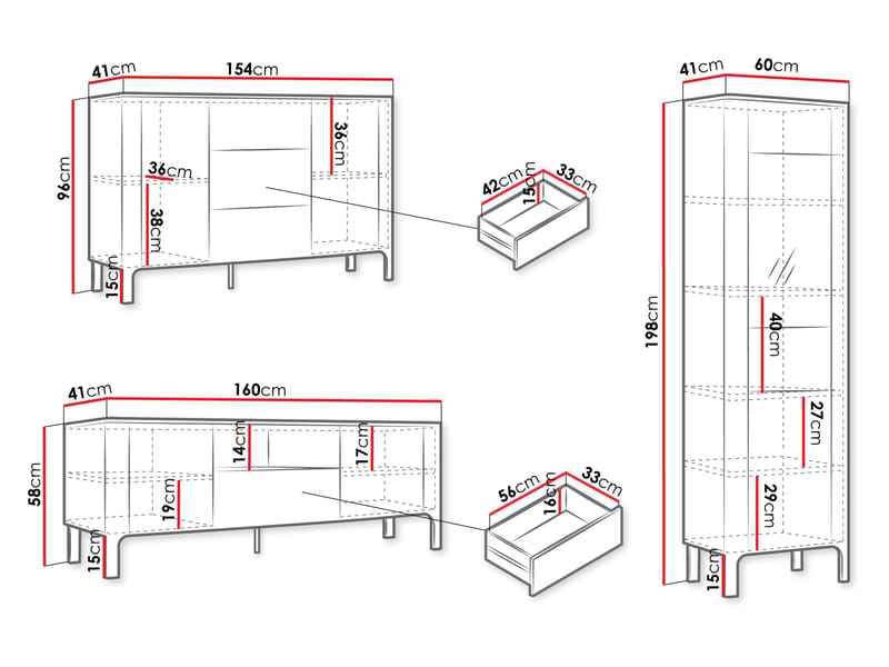 Aggarwal Möbelset för Vardagsrum med Belysning - Möbler - Möbelset - Möbelset för vardagsrum