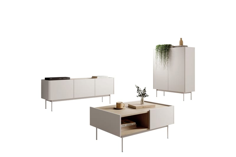 Akansh Möbelset För Vardagsrum - Beige - Möbler - Möbelset - Möbelset för vardagsrum
