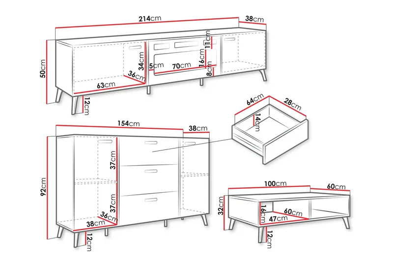 Akihiko Möbelset För Vardagsrum - Cashmere - Möbler - Möbelset - Möbelset för vardagsrum