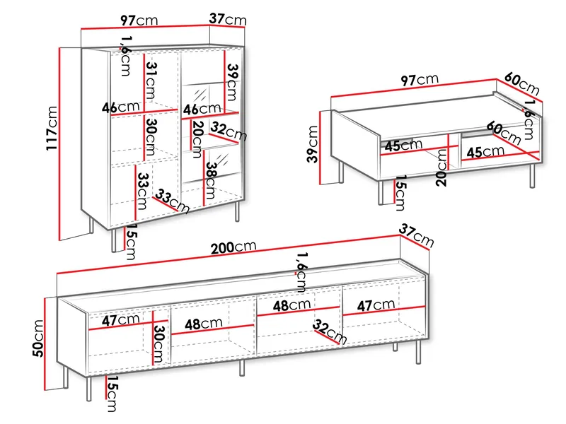Akihito Möbelset För Vardagsrum - Brun - Möbler - Möbelset - Möbelset för vardagsrum