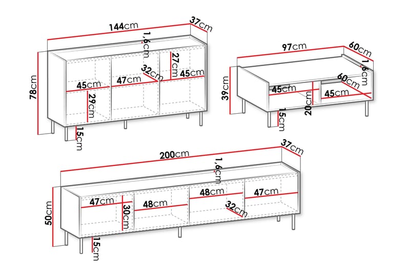 Akihito Möbelset För Vardagsrum - Brun - Möbler - Möbelset - Möbelset för vardagsrum