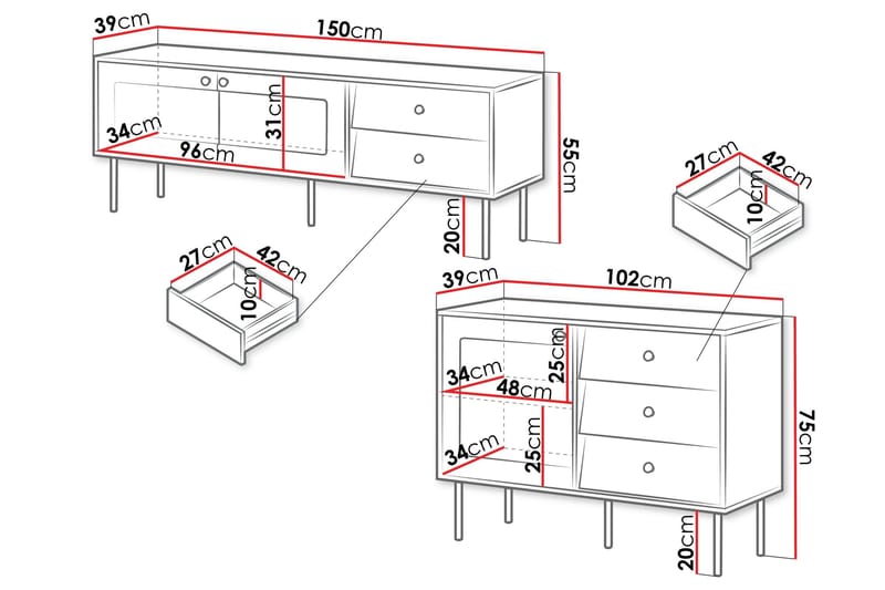Akilesh Möbelset För Vardagsrum - Svart - Möbler - Möbelset - Möbelset för vardagsrum