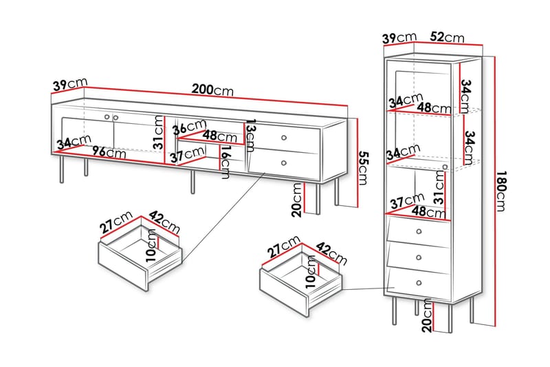 Akilesh Möbelset För Vardagsrum - Vit - Möbler - Möbelset - Möbelset för vardagsrum