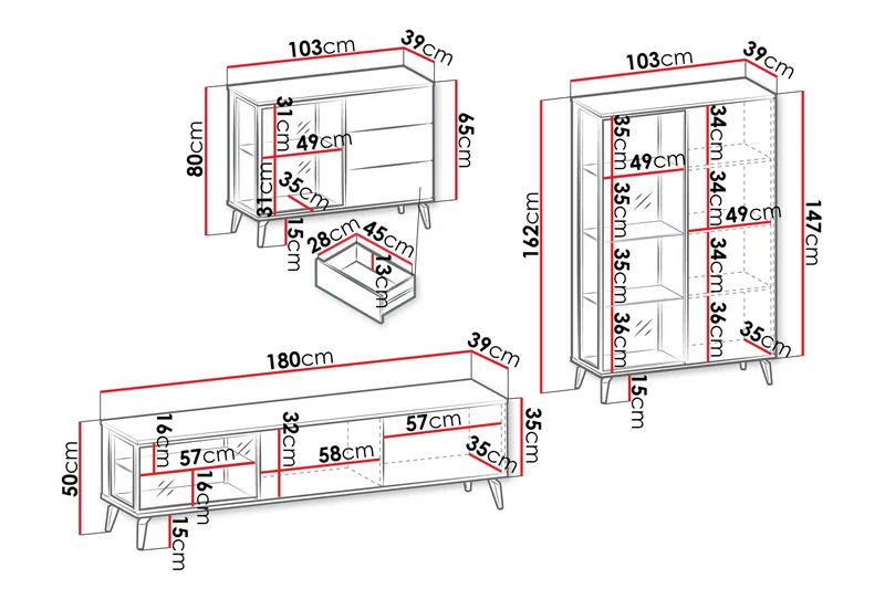 Akinari Möbelset För Vardagsrum - Natur/Beige - Möbler - Möbelset - Möbelset för vardagsrum
