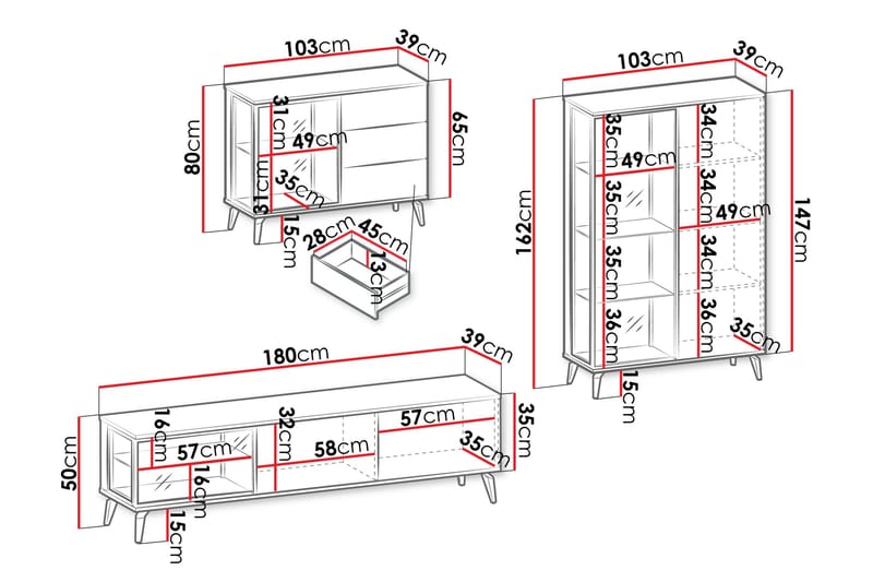 Akinari Möbelset För Vardagsrum - Natur/Beige - Möbler - Möbelset - Möbelset för vardagsrum