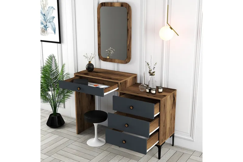 Ameias Möbelset För Sovrum Brun/Antracit - Hanah Home - Möbler - Möbelset - Möbelset för sovrum