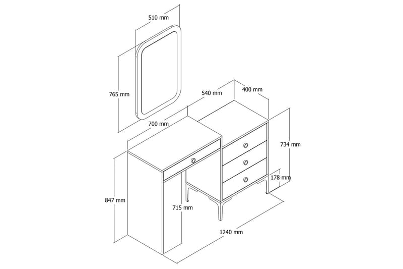 Ameias Möbelset För Sovrum Brun/Antracit - Hanah Home - Möbler - Möbelset - Möbelset för sovrum