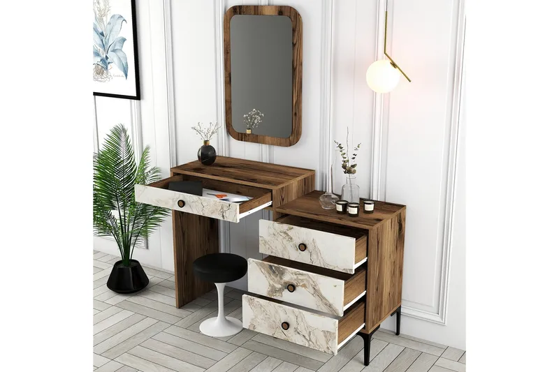 Ameias Möbelset För Sovrum Brun/Vit - Hanah Home - Möbler - Möbelset - Möbelset för sovrum