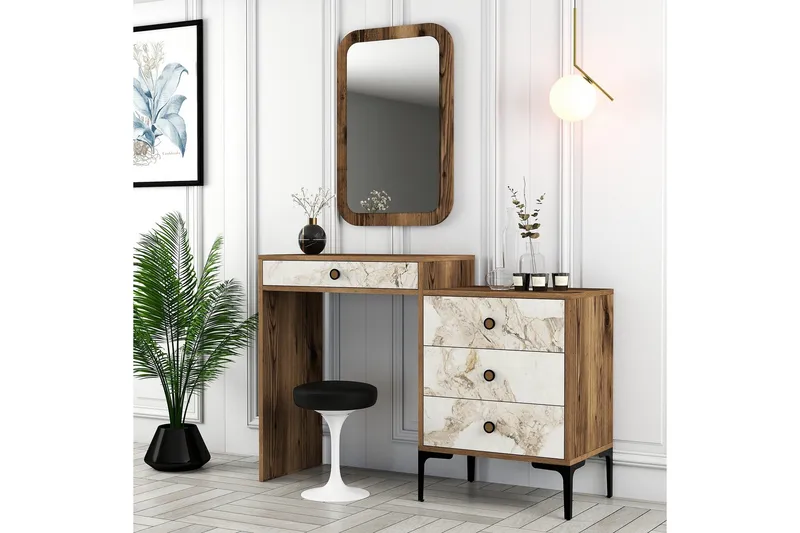 Ameias Möbelset För Sovrum Brun/Vit - Hanah Home - Möbler - Möbelset - Möbelset för sovrum