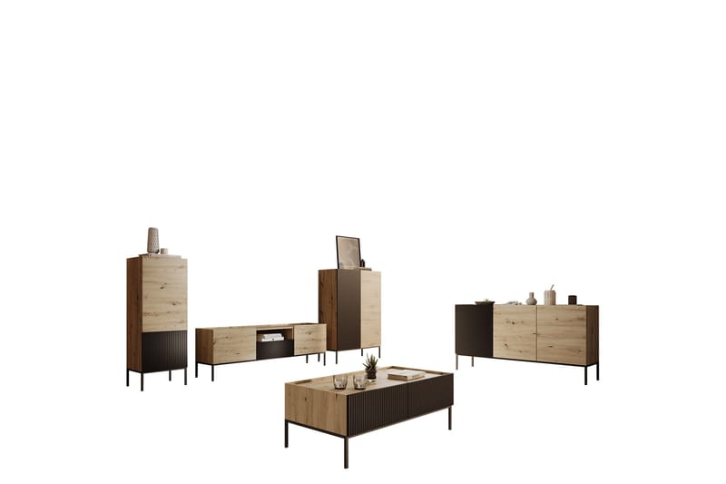 Amelus Möbelset För Vardagsrum, Brun