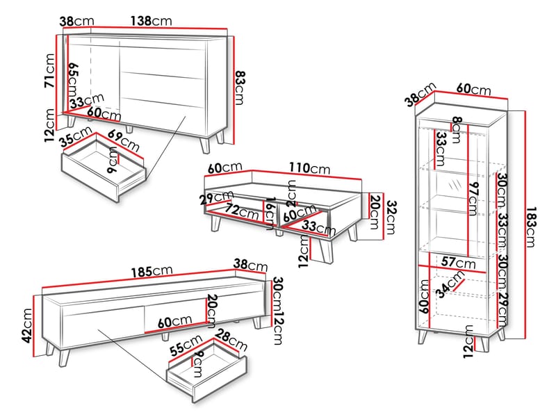 Amshyttan Möbelset För Vardagsrum - Brun/Svart - Möbler - Möbelset - Möbelset för vardagsrum