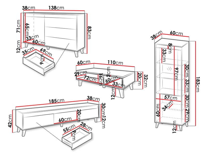 Amshyttan Möbelset För Vardagsrum - Brun/Svart - Möbler - Möbelset - Möbelset för vardagsrum