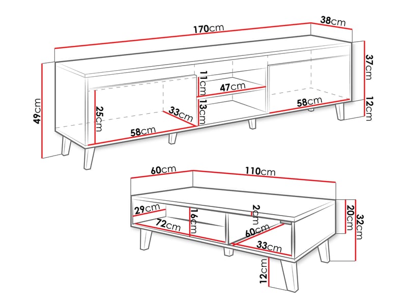 Amshyttan Möbelset För Vardagsrum - Brun/Svart - Möbler - Möbelset - Möbelset för vardagsrum