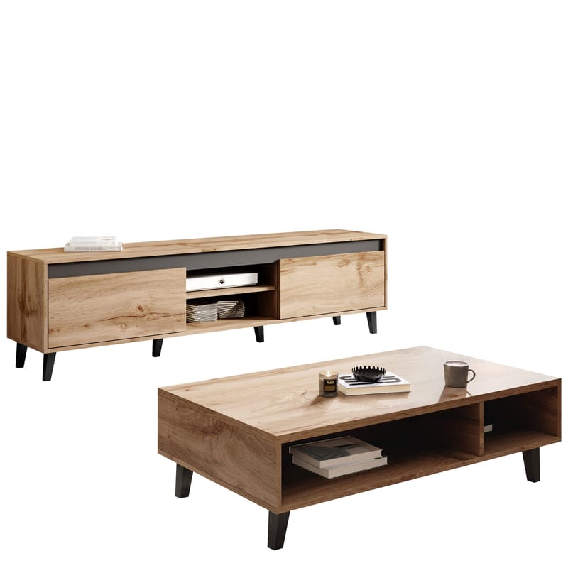 Amshyttan Möbelset För Vardagsrum, Brun/Svart