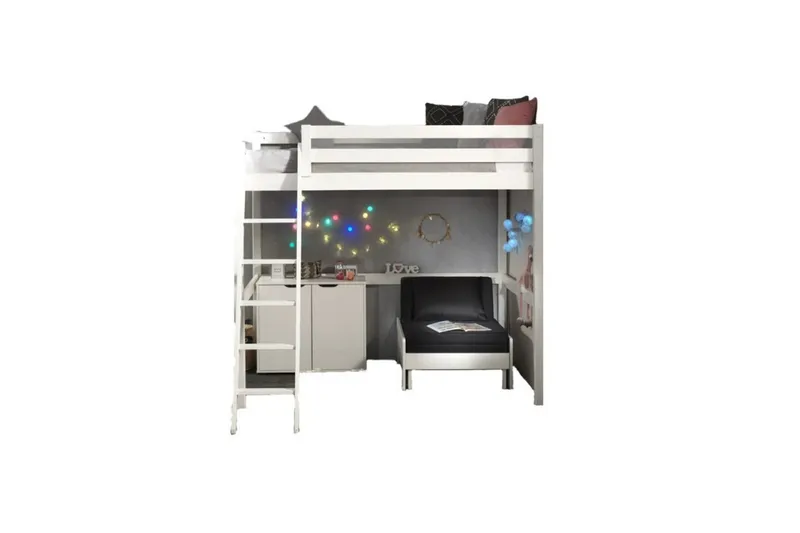 Bäddsoffa och byrå Pino Mezzanine 2-dörrar 140 x 200 cm - 140 x 200 cm - Möbler - Barnmöbler - Barnmöbelset
