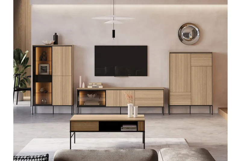 Basici Möbelset För Vardagsrum - Vit/Svart - Möbler - Möbelset - Möbelset för vardagsrum