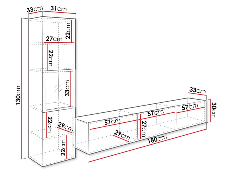 Bergfelde Tv-Enhet 2-delar - Möbler - Möbelset - Möbelset för vardagsrum