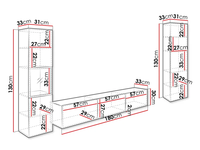 Bergfelde Tv-Enhet 3-delar - Möbler - Möbelset - Möbelset för vardagsrum