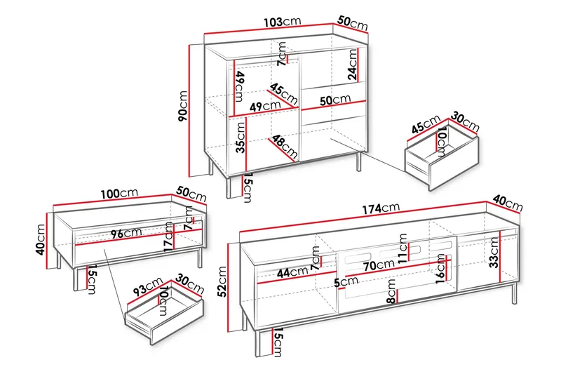 Bjurholm Möbelset För Vardagsrum - Beige - Möbler - Möbelset - Möbelset för vardagsrum