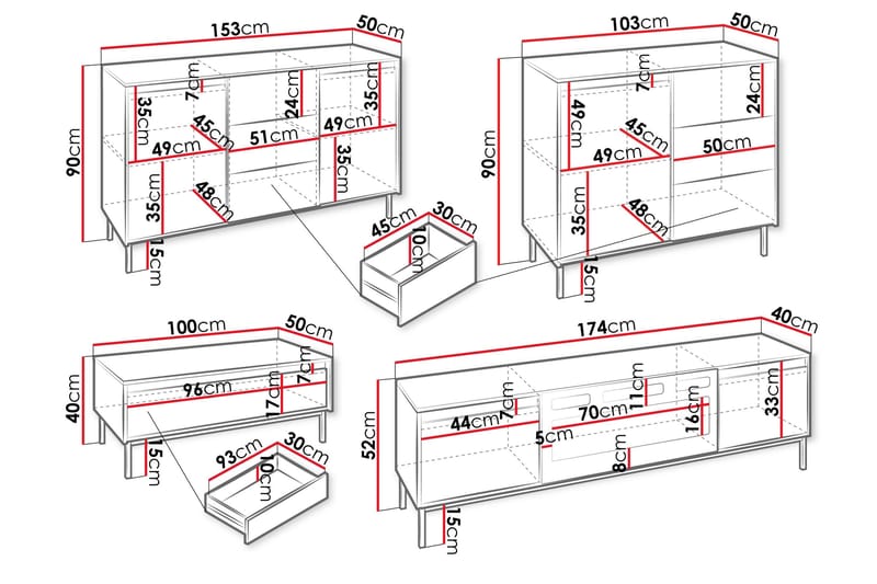 Bjurholm Möbelset För Vardagsrum - Beige - Möbler - Möbelset - Möbelset för vardagsrum