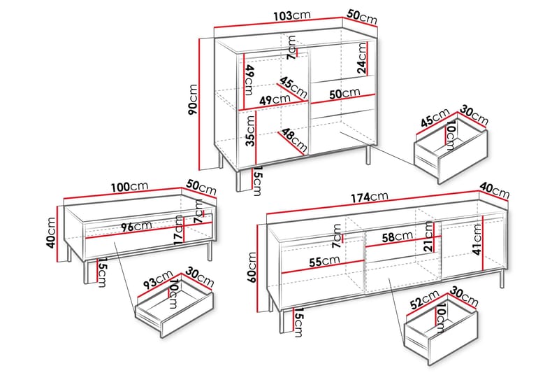 Bjurholm Möbelset För Vardagsrum - Beige - Möbler - Möbelset - Möbelset för vardagsrum