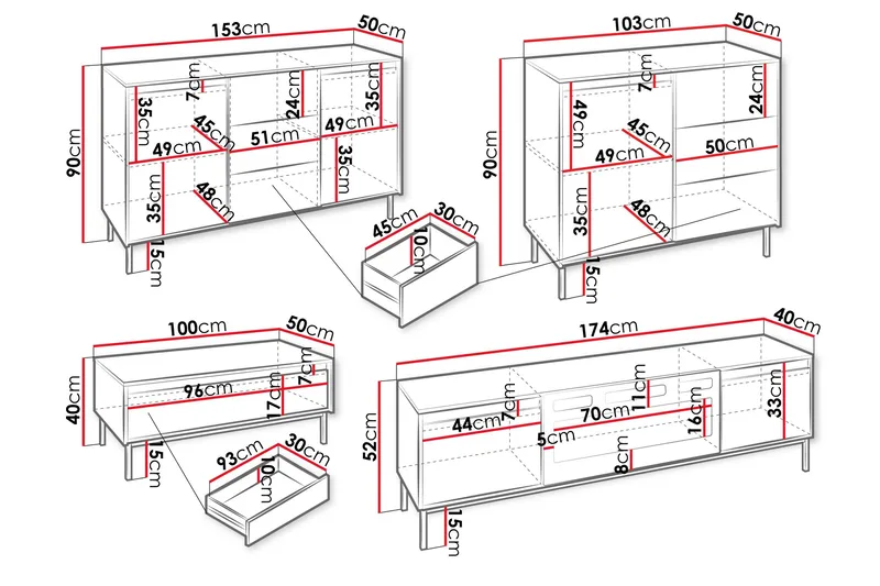 Bjurholm Möbelset För Vardagsrum - Vit - Möbler - Möbelset - Möbelset för vardagsrum