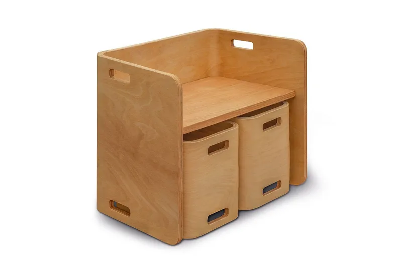 Bord och stolar set (3 delar) Miraeny Natur - Natur - Möbler - Barnmöbler - Barnbord