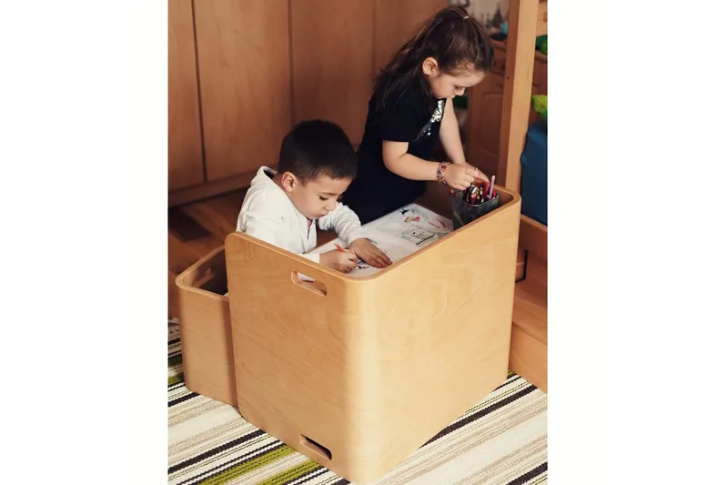 Bord och stolar set (3 delar) Miraeny Natur - Natur - Möbler - Barnmöbler - Barnbord