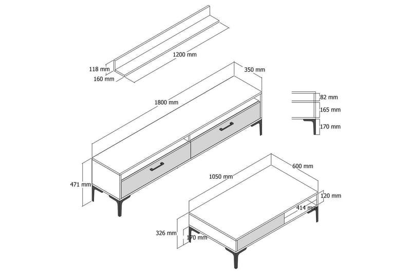 Brutorp Möbelset För Vardagsrum - Valnöt - Möbler - Möbelset - Möbelset för vardagsrum