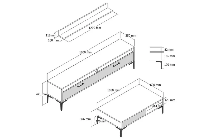 Brutorp Möbelset För Vardagsrum - Valnöt - Möbler - Möbelset - Möbelset för vardagsrum