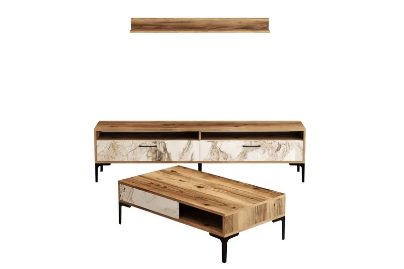 Brutorp Möbelset För Vardagsrum - Valnöt/Vit - Möbler - Möbelset - Möbelset för vardagsrum