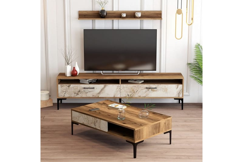 Brutorp Möbelset För Vardagsrum - Valnöt/Vit - Möbler - Möbelset - Möbelset för vardagsrum