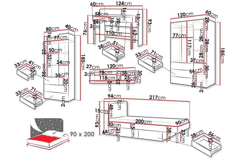 Buhan Möbelset För Sovrum - Beige/Brun - Möbler - Möbelset - Möbelset för sovrum