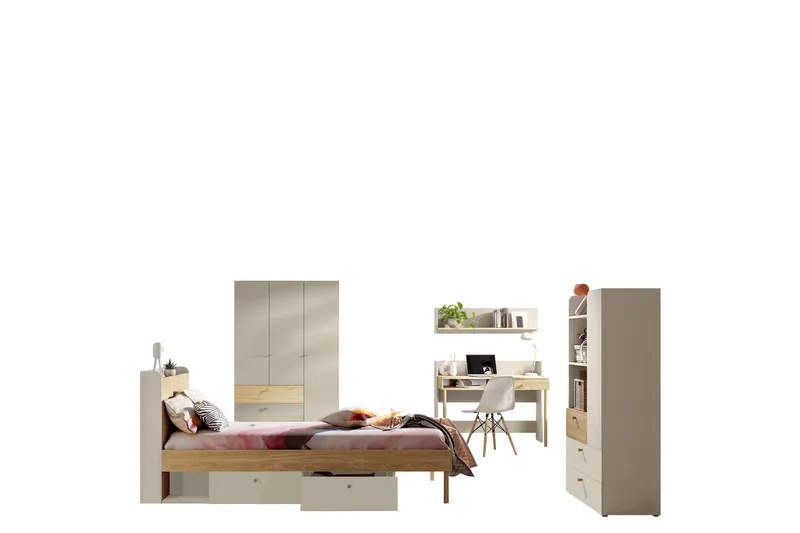 Buhan Möbelset För Sovrum - Beige/Brun - Möbler - Möbelset - Möbelset för sovrum