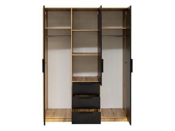 Chavez Möbelset Sovrum - Sängram 160x200 cm med sängbord + Garderob 150x200 cm - brun och vit - Möbler - Möbelset - Möbelset för sovrum