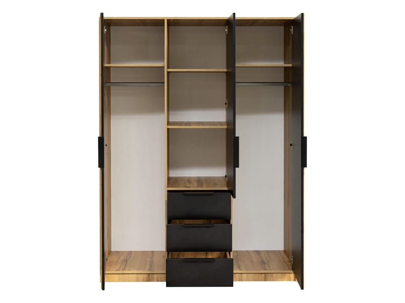 Chavez Möbelset Sovrum - Sängram 160x200 cm med sängbord + Garderob 150x200 cm - brun och vit - Möbler - Möbelset - Möbelset för sovrum