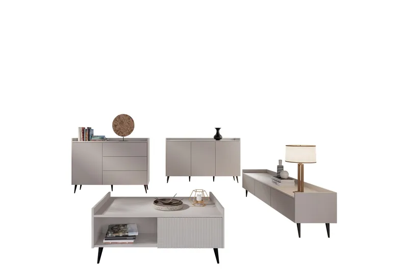 Chiku Möbelset För Vardagsrum, Beige