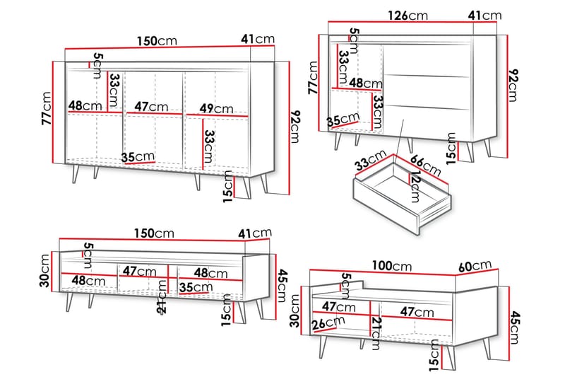 Chiku Möbelset För Vardagsrum - Beige - Möbler - Möbelset - Möbelset för vardagsrum