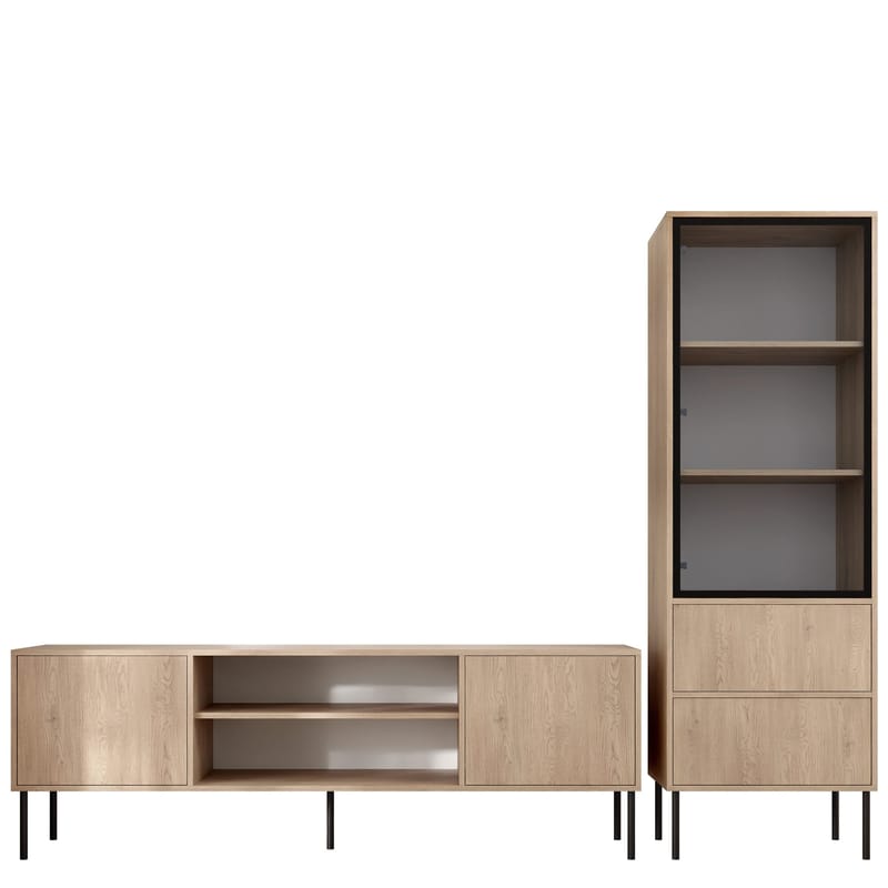 Claven Möbelset vardagsrum - Tv-bänk och vitrinskåp - brun - Möbler - Möbelset - Möbelset för vardagsrum