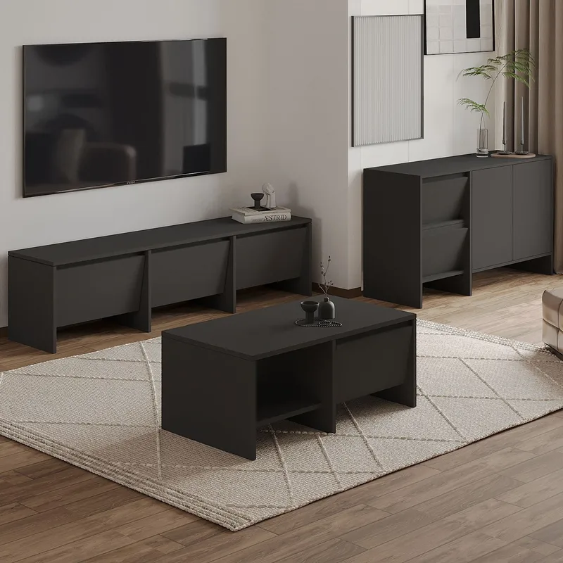 Crala Vardagsrumsmöbelset 160x40x35 cm - Antracit - Möbler - Möbelset - Möbelset för vardagsrum