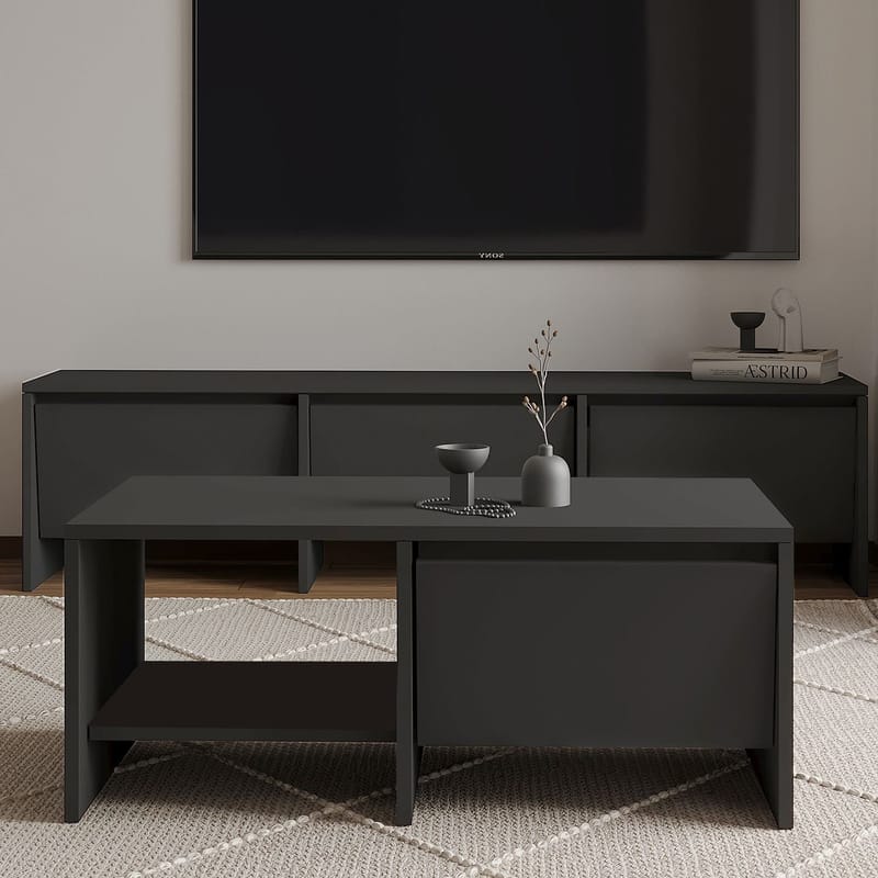 Crala Vardagsrumsmöbelset 160x40x35 cm - Antracit - Möbler - Möbelset - Möbelset för vardagsrum