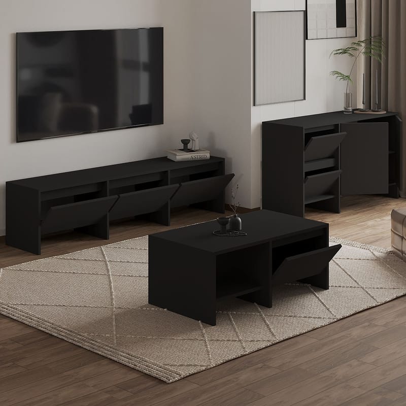 Crala Vardagsrumsmöbelset 160x40x35 cm - Svart - Möbler - Möbelset - Möbelset för vardagsrum