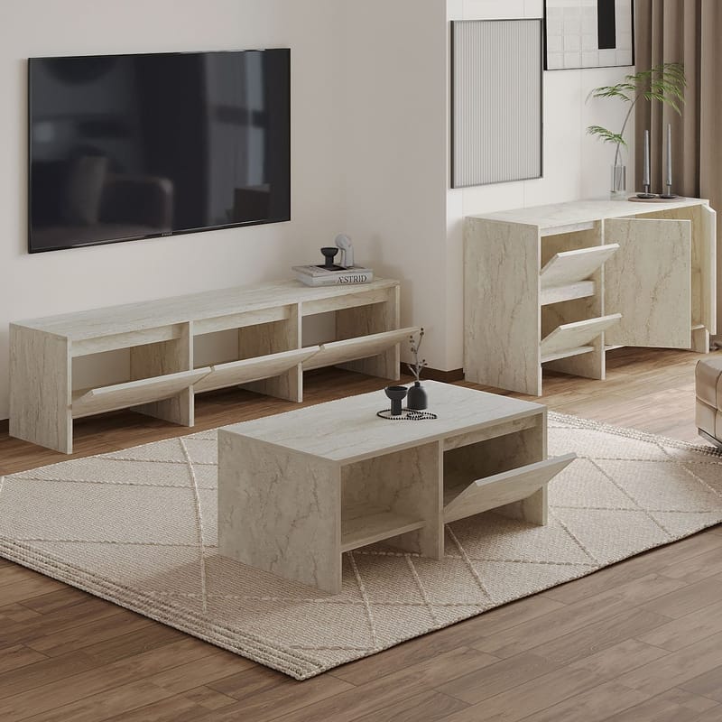 Crala Vardagsrumsmöbelset 160x40x35 cm - Travertin - Möbler - Möbelset - Möbelset för vardagsrum