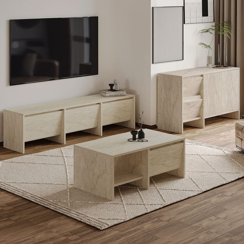 Crala Vardagsrumsmöbelset 160x40x35 cm - Travertin - Möbler - Möbelset - Möbelset för vardagsrum